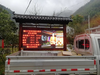 多套設備同步全彩屏數據、視頻顯示負氧離子在線監測系統