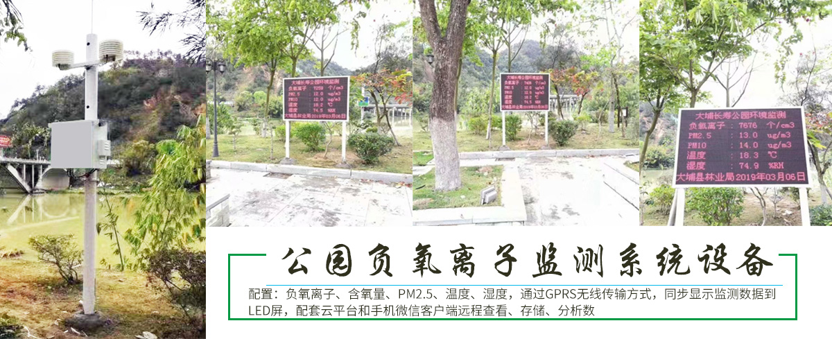 梅州大埔縣大埔長壽公園負氧離子監測系統設備